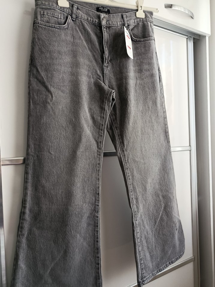 Kadın Gri Bol Kesim  Kot Pantolon - Görsel 2