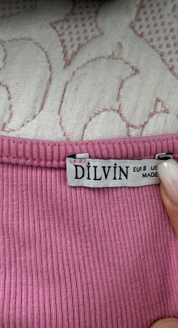 Pembe Uzun Kollu Kadın Triko Bluz - Görsel 2