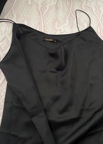 Siyah Kadın saten Askılı Bluz - Görsel 3