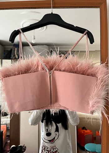 Pembe Tüylü Mini Bustiyer - Görsel 2