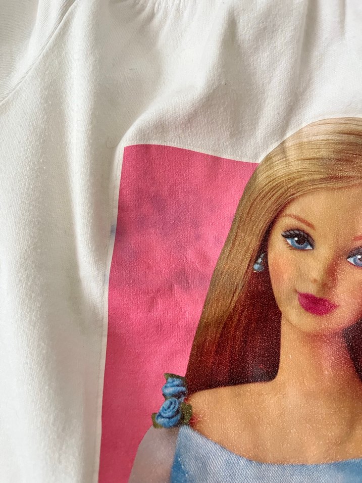 Beyaz Barbie Baskılı Kız Tişörtü - Görsel 2