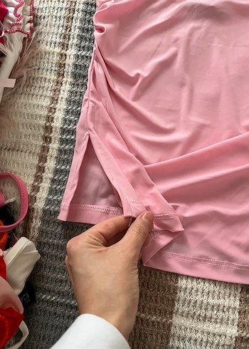 Kadın Pembe Straplez Bluz - Görsel 2