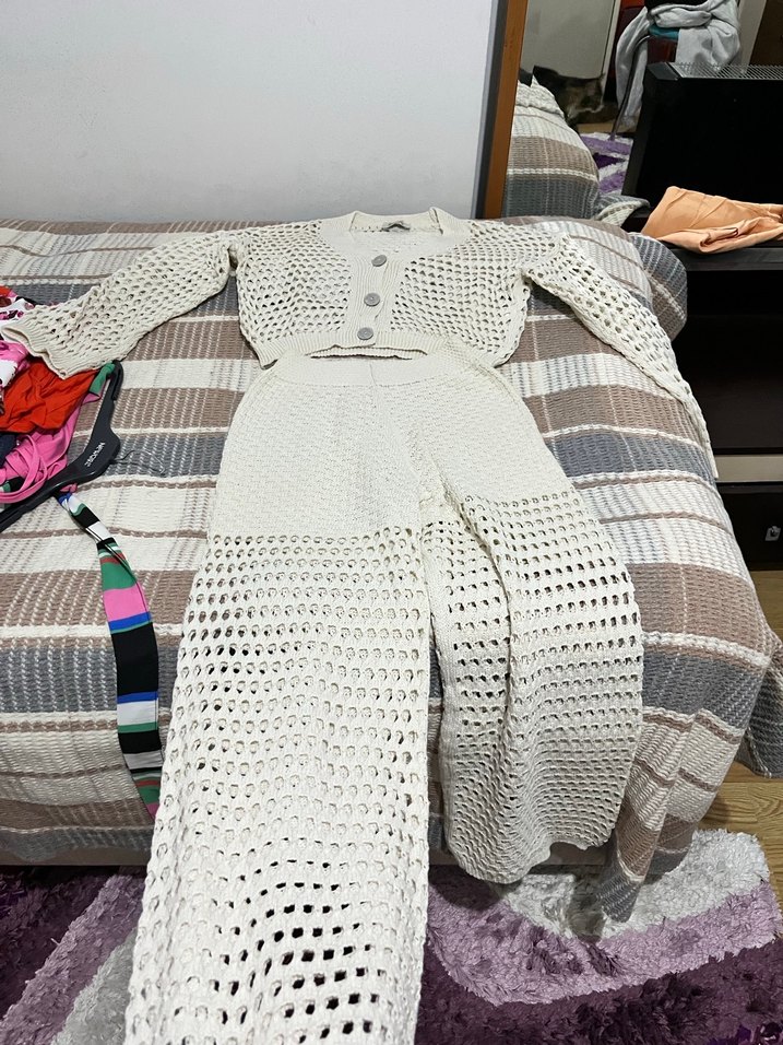 Kadın Beyaz Bohem Örgü İkili Takım - Görsel 2