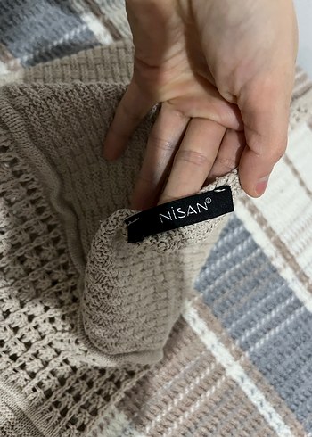 Bej Bohem Uzun Örme Elbise - Görsel 4