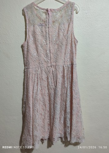 Dantelli Pembe Kız Çocuk Elbisesi - Görsel 2