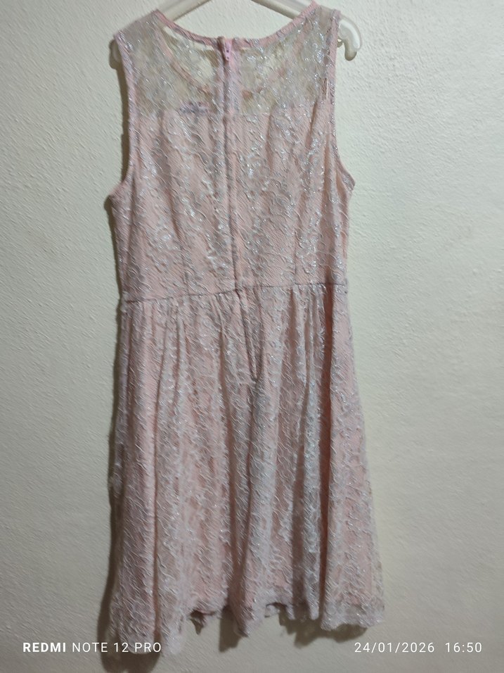 Dantelli Pembe Kız Çocuk Elbisesi - Görsel 2