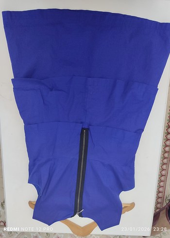 Mavi Kolsuz Midi Hamile Tunik - Görsel 2