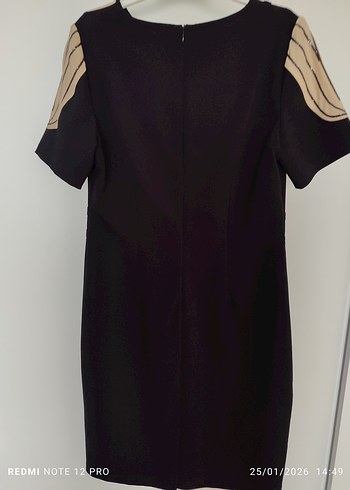 Drapeli Siyah Midi Kadın Elbise - Görsel 2