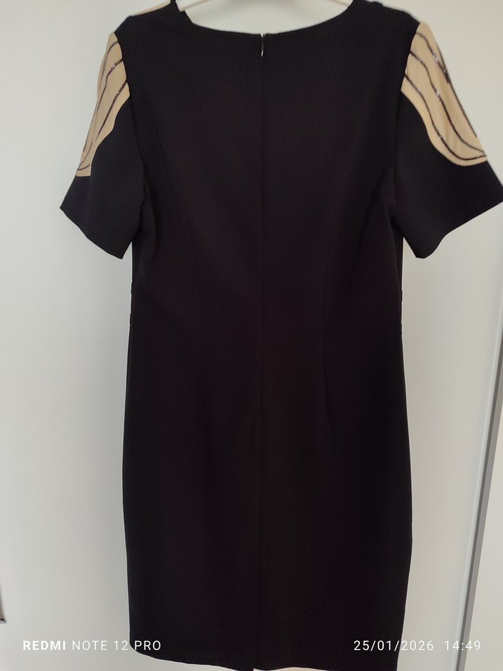 Drapeli Siyah Midi Kadın Elbise - Görsel 2