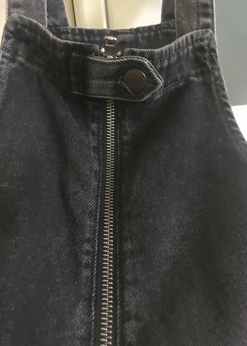 Siyah Fermuarlı Kız çocuk Denim Salopet - Görsel 2