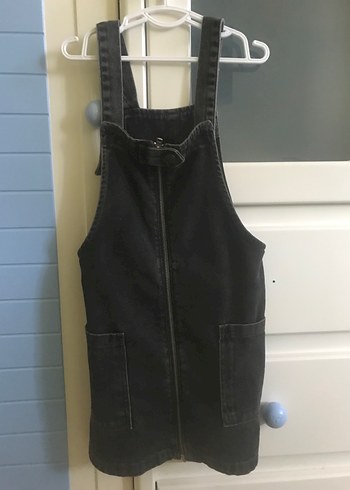 Siyah Fermuarlı Kız çocuk Denim Salopet - Görsel 6