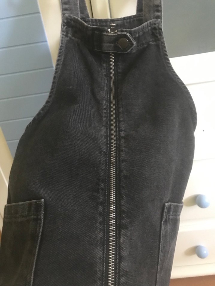 Siyah Fermuarlı Kız çocuk Denim Salopet - Görsel 4