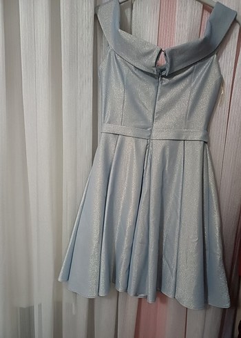 Gri Drapeli Midi Abiye Elbise - Görsel 2