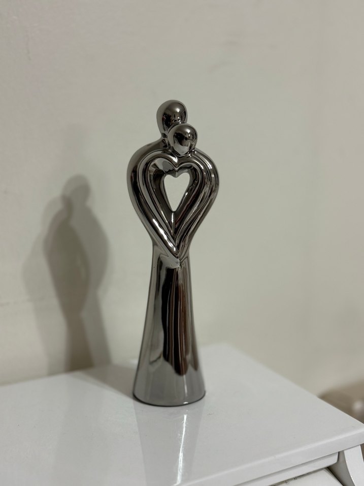 Kalp Detaylı Gümüş Renk Dekoratif Obje - Görsel 2