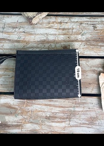 Kadın Siyah Deri Kareli Fermuarlı Clutch - Görsel 3