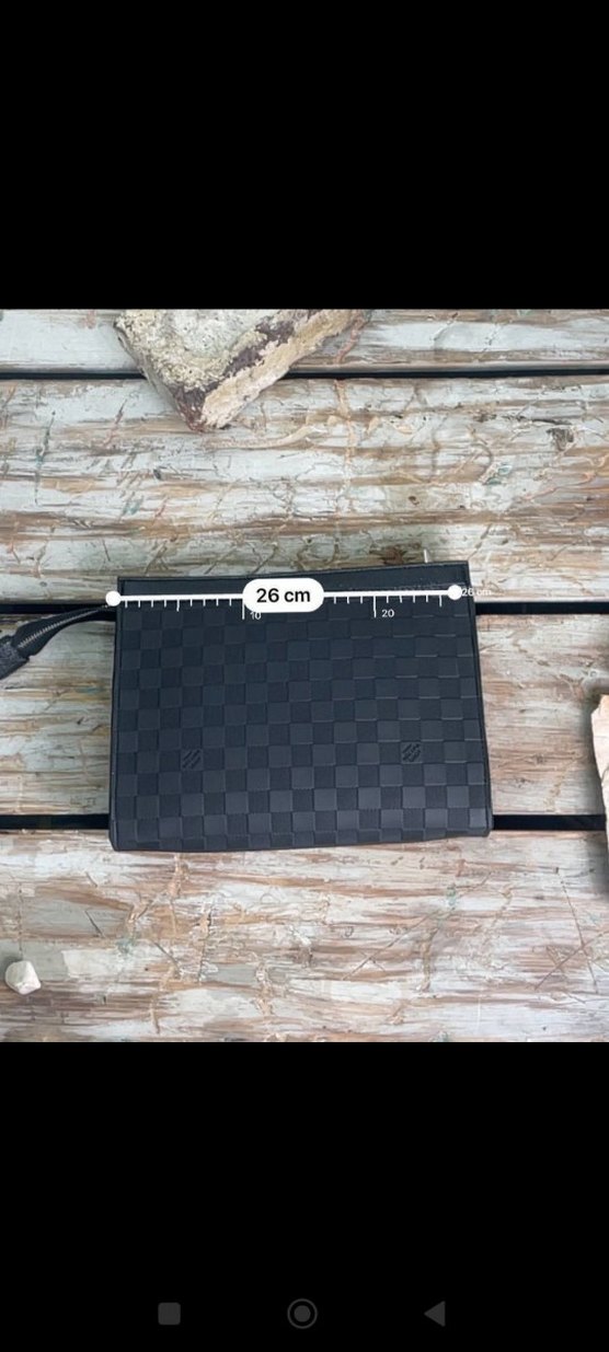 Kadın Siyah Deri Kareli Fermuarlı Clutch - Görsel 2