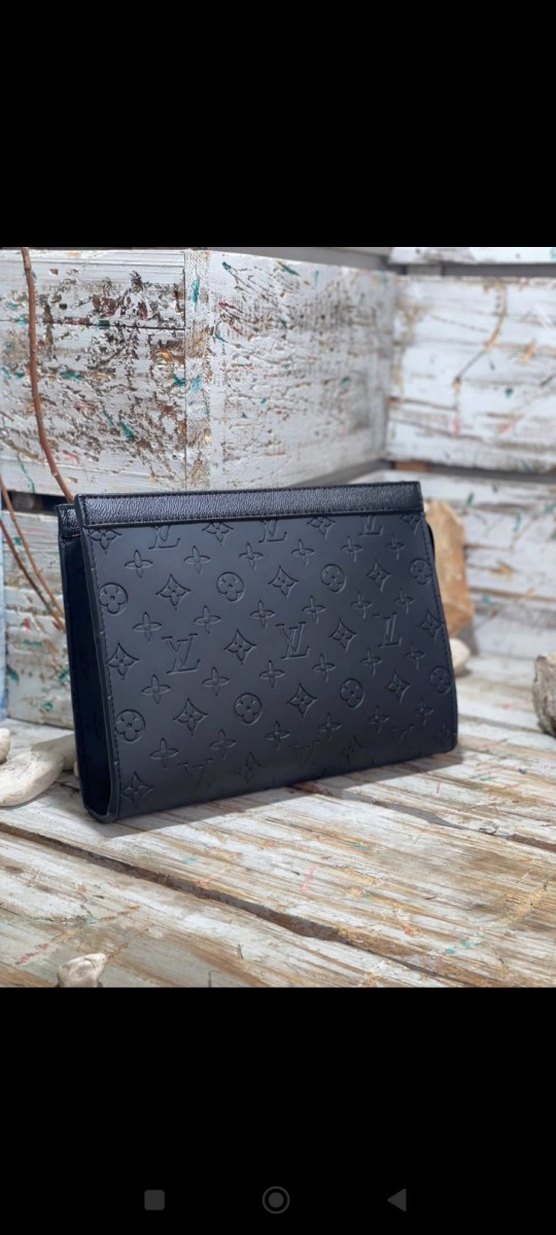 Kadın Siyah Deri Kareli Fermuarlı Clutch - Görsel 4