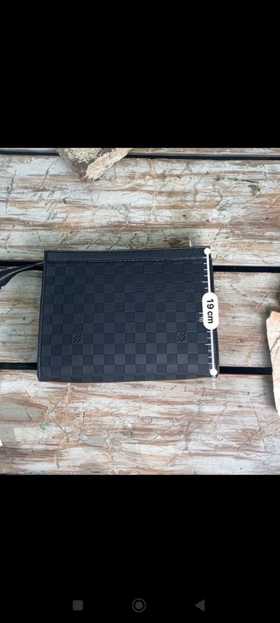 Kadın Siyah Deri Kareli Fermuarlı Clutch - Görsel 3