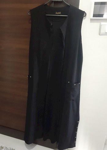 Siyah Uzun Kadın Yelek - Görsel 2