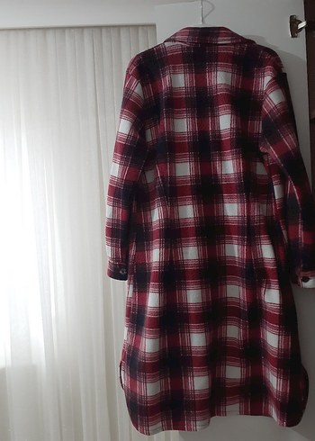 Bordo Ekose Düğmeli Uzun Kollu Kadın Gömlek - Görsel 6