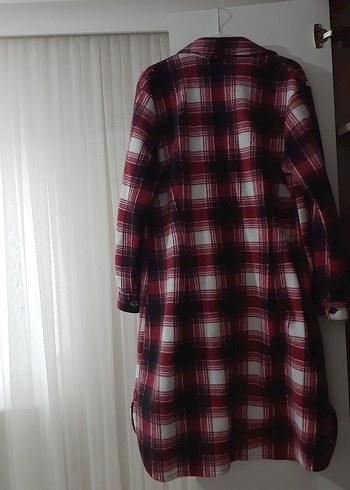 Bordo Ekose Düğmeli Uzun Kollu Kadın Gömlek - Görsel 5