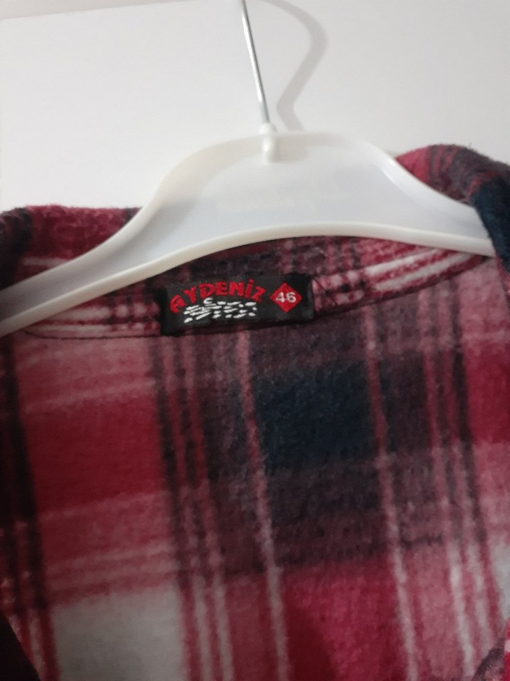 Bordo Ekose Düğmeli Uzun Kollu Kadın Gömlek - Görsel 4