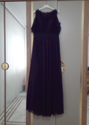 Mor Uzun Drapeli Straplez Kadın Abiye - Görsel 2