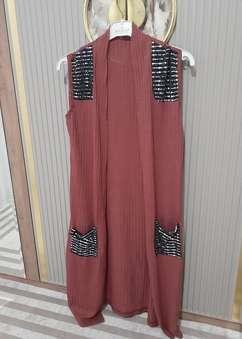 Nakışlı Uzun Piliseli Kadın Yelek - Görsel 3