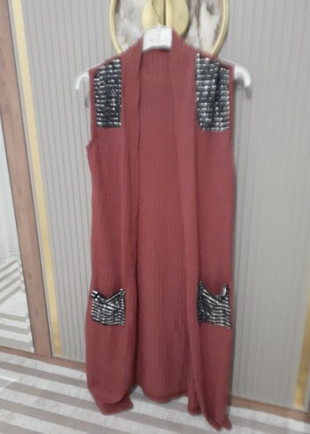 Nakışlı Uzun Piliseli Kadın Yelek - Görsel 2