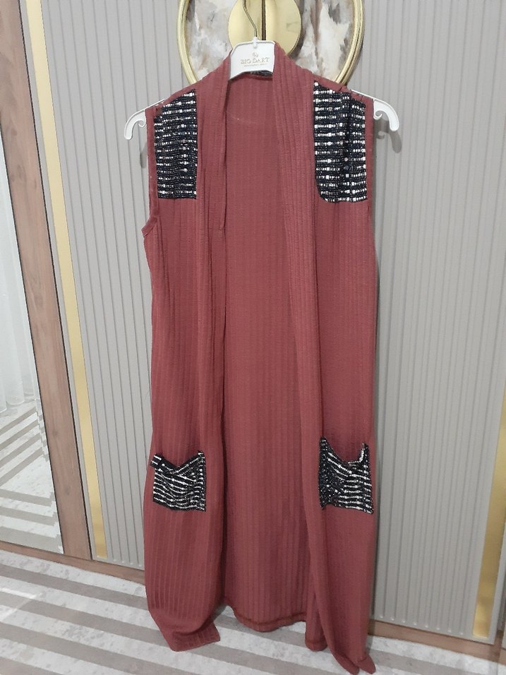 Nakışlı Uzun Piliseli Kadın Yelek - Görsel 3