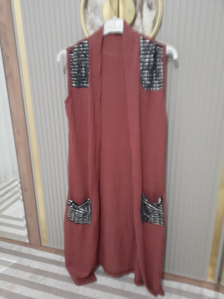 Nakışlı Uzun Piliseli Kadın Yelek - Görsel 2