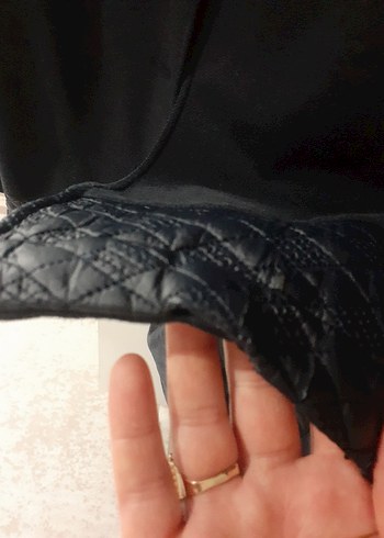 Uzun lacivert  Düğmeli Kadın Kaban - Görsel 2