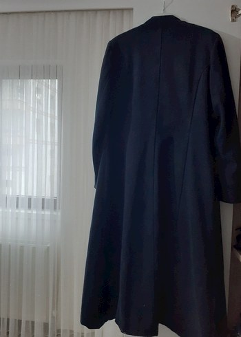 Uzun lacivert  Düğmeli Kadın Kaban - Görsel 5