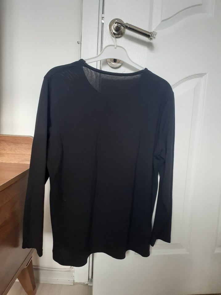 Siyah Kadın Keten Pliseli Uzun Kollu Bluz - Görsel 3