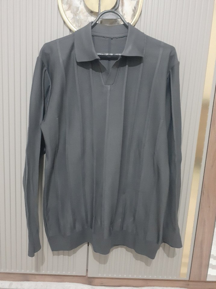 Gri Regular Fit Uzun Kollu Polo Yaka Erkek Kazak - Görsel 3