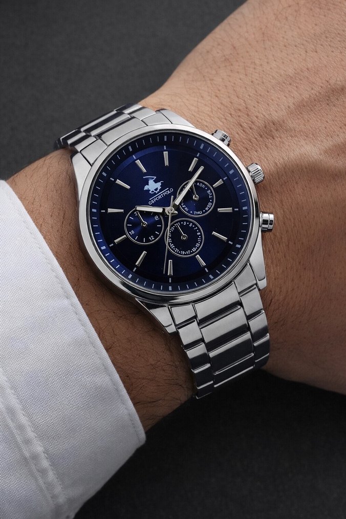 Lacivert Kadranlı Çelik Erkek Kol Saati - Görsel 2