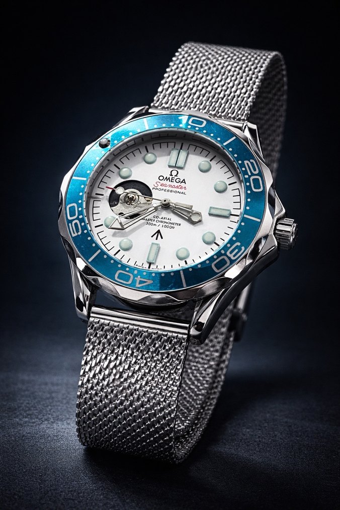 Omega SeaMaster Otomatik Mekanizma Hasır Kordon - Görsel 5