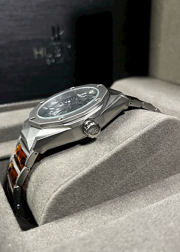 Hublot Kehribar Taşlı Özel Kutulu Full Set Saat - Görsel 3