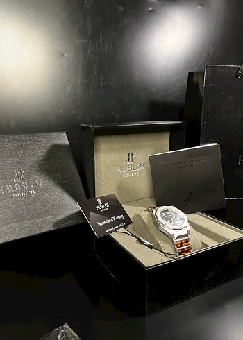 Hublot Kehribar Taşlı Özel Kutulu Full Set Saat - Görsel 5