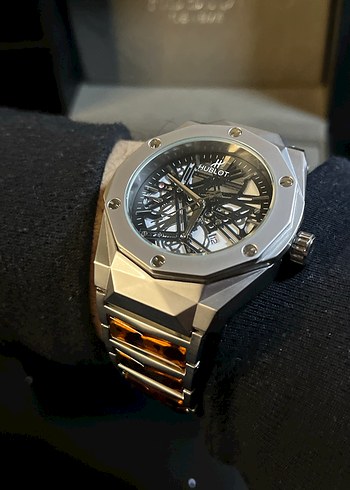 Hublot Kehribar Taşlı Özel Kutulu Full Set Saat - Görsel 8