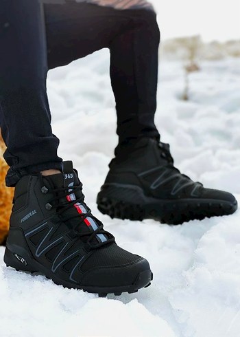 Siyah Erkek Biker Kauçuk Bot Velcro - Görsel 6