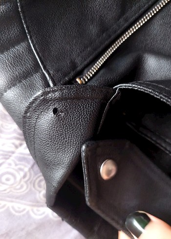 Kadın Siyah Deri Biker Ceket - Görsel 3