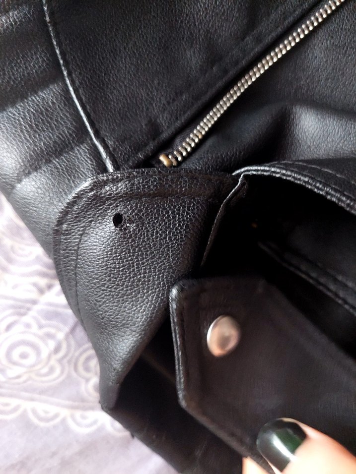 Kadın Siyah Deri Biker Ceket - Görsel 3