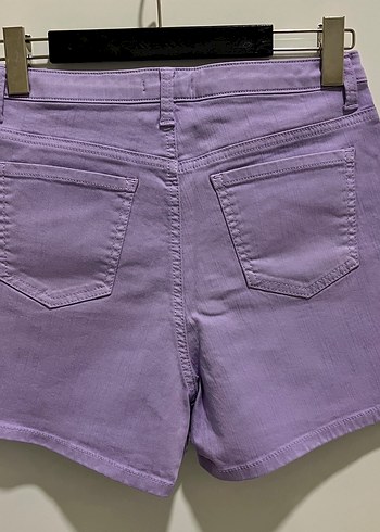Kadın Mor Mini Kot Şort - Görsel 2