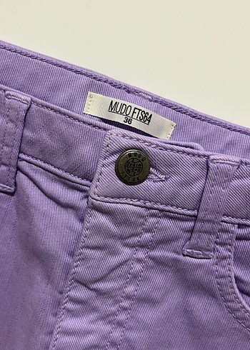 Kadın Mor Mini Kot Şort - Görsel 3