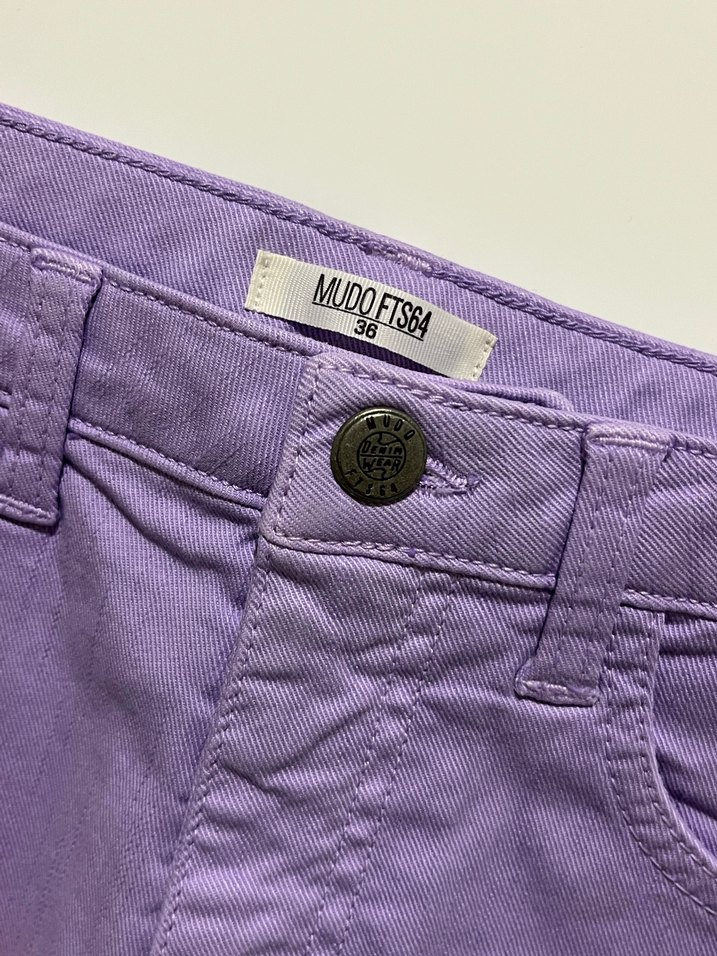 Kadın Mor Mini Kot Şort - Görsel 3