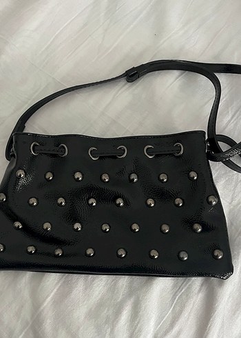 Siyah Deri Goth Çanta - Görsel 2