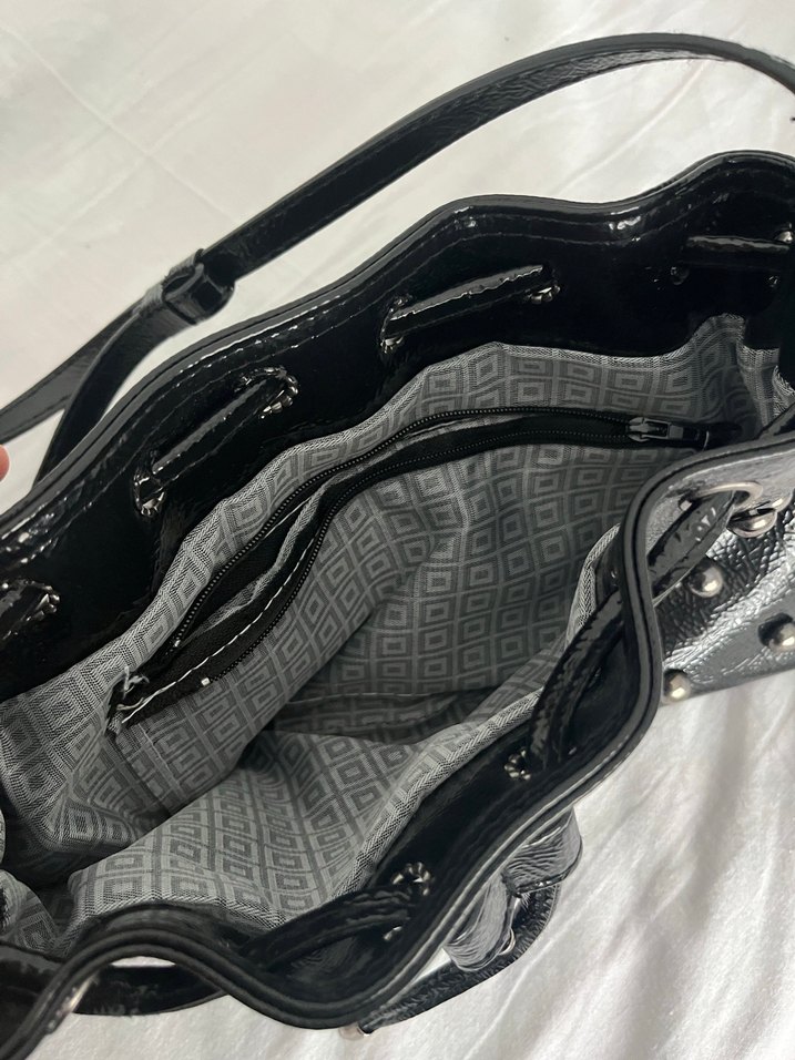 Siyah Deri Goth Çanta - Görsel 3