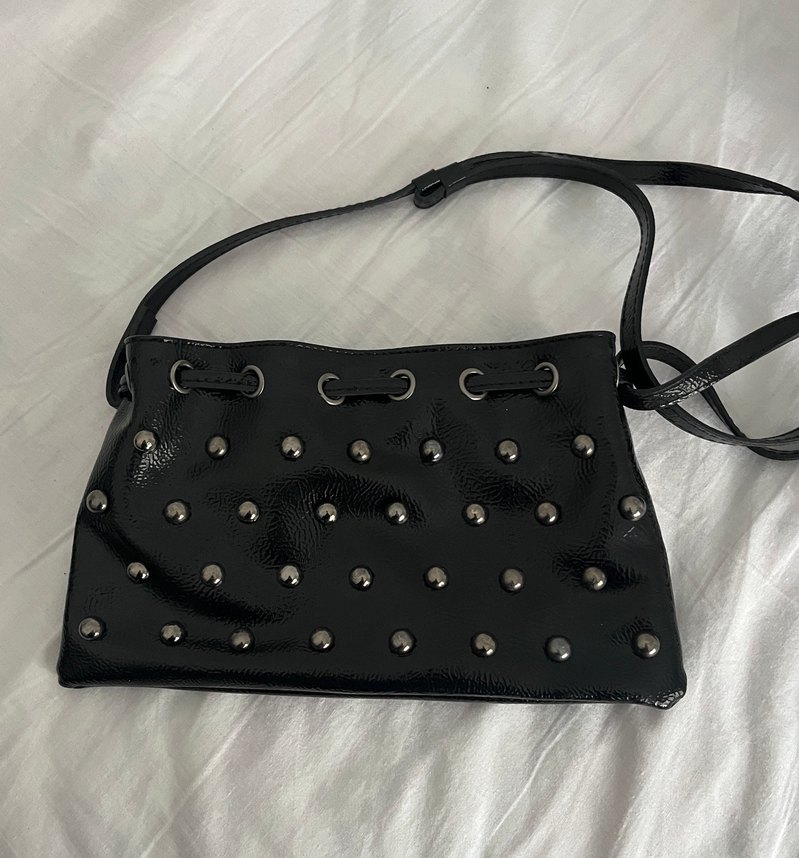 Siyah Deri Goth Çanta - Görsel 2