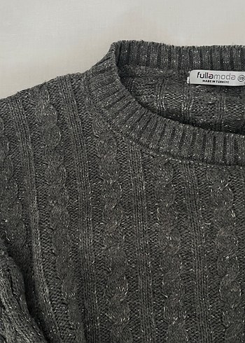 Gri Örgü Yün Kadın Kazak - Görsel 2